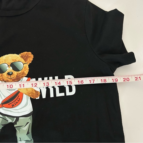 Shein Big Kids Stay Wild Cool Bear Graphic Short Sleeve Tee Shirt - Size 13-14 Y - Picture 4 of 6
